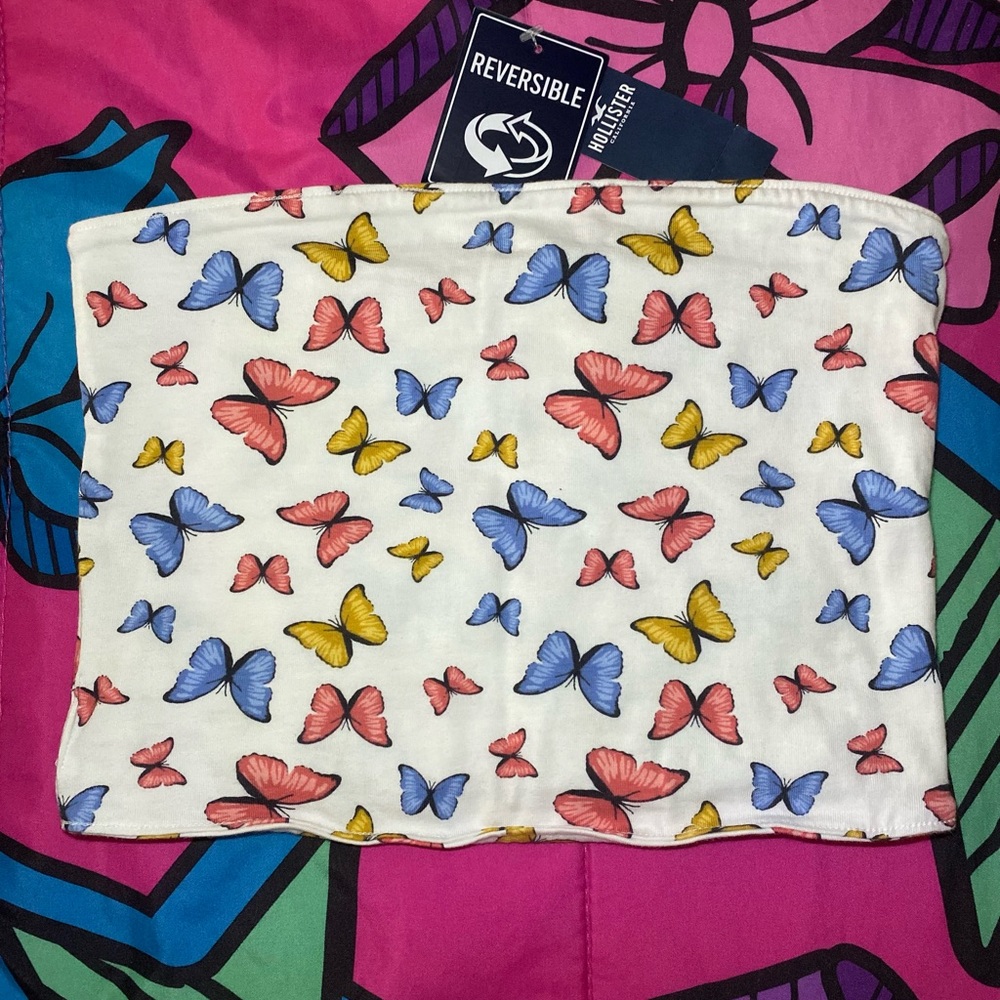 Today’s Offer! 🥳 Hollister White Multi Butterfly 🦋 Tube Top